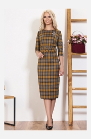 Платье Bazalini 3490 горчица клетка